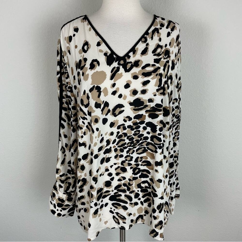 Chico's Off White Tan Black Animal Print Top 2